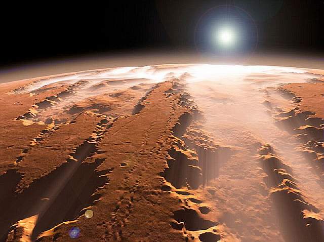 Artist's concept of the Valles Marineris canyons on Mars.
